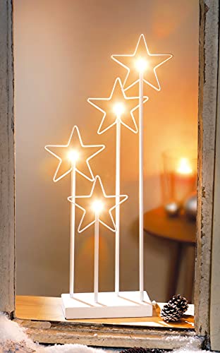Dekoleidenschaft LED Leuchtdeko Sterne 60 cm hoch, mit 4 warmweißen Lichtern, Fensterdeko beleuchtet, Weihnachtsdeko mit Timer-Funktion von Dekoleidenschaft