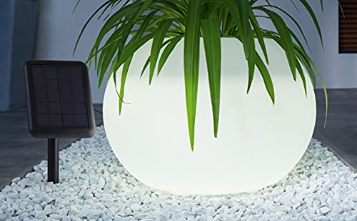 Dekoleidenschaft LED-Solarpflanzer „Lights“, Ø 35 cm, Moderne Leuchtdeko, Pflanztopf, Garten Leuchtkugel Pflanzgefäß beleuchtet, Garten-Deko für Draußen von Dekoleidenschaft