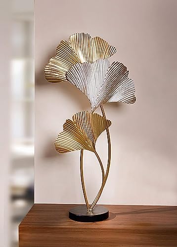 Dekoleidenschaft Metall-Blätter-Deko Ginkgo in Gold und Silber, 61 cm hoch, Moderne Baum-Blatt-Dekoration von Dekoleidenschaft