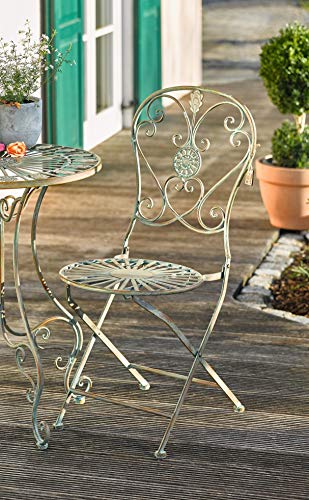 Dekoleidenschaft Metall-Stuhl Pfauenauge im Antik Design, Klappstuhl für Balkon, Terrasse, Garten von Dekoleidenschaft