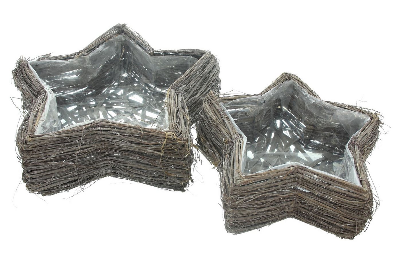 Dekoleidenschaft Pflanzschale "Stern" Pflanzkorb aus Reisig, handgefertige Körbe zum Bepflanzen (2 St., im Set), Pflanzgefäße Ø 30 + 40 cm groß von Dekoleidenschaft