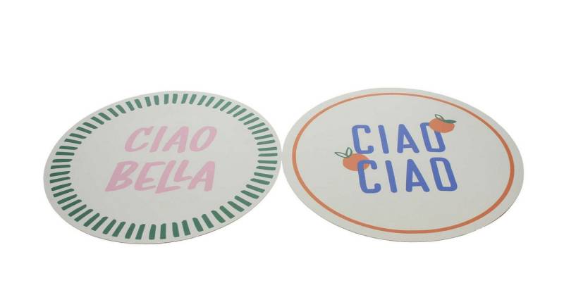 Dekoleidenschaft Platzset "Italien" PVC weiß / bunt Ø 38 cm, Tischsets rund, Tischuntersetzer, (2-St., im Set), Platzmatte, Tischunterlage Esstisch, Untersetzer, Platzdeckchen von Dekoleidenschaft