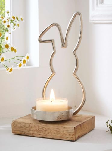 Dekoleidenschaft Teelichthalter Hase aus Mango Holz & Aluminiumguss im Antik Design, 21 cm hoch, Osterdeko, Kerzenhalter Dekoleidenschaft Teelichthalter Hase aus Mango Holz & Aluminiumguss im Antik Design, 21 cm hoch, Osterdeko, Kerzenhalter von Dekoleidenschaft