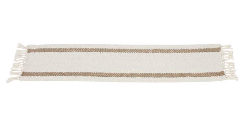 Dekoleidenschaft Tischläufer "Boho" beige, 30x140 cm, Tischband mit Fransen, Mitteldecke von Dekoleidenschaft