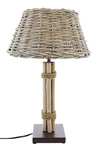 Dekoleidenschaft Tischlampe aus Treibholz & Weide, grau, E27, Wohnzimmerlampe, Nachttischlampe, 47 cm hoch, Tischleuchte, Schreibtischlampe, Dekolampe für Wohnzimmer & Schlafzimmer von Dekoleidenschaft