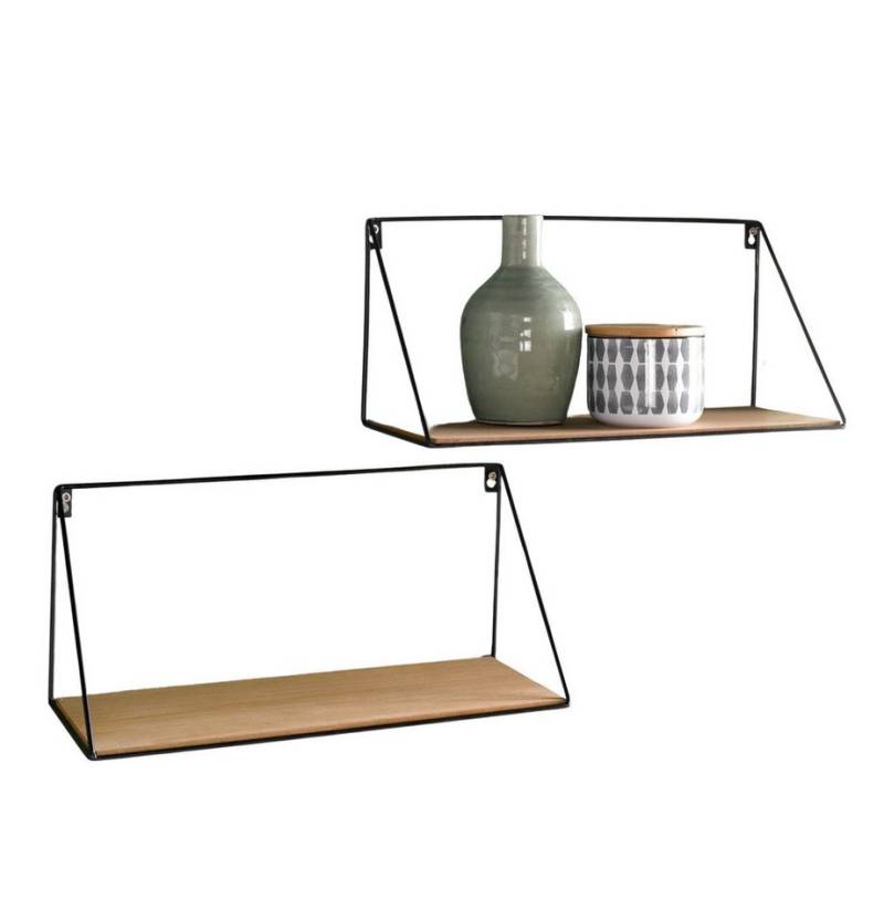 Dekoleidenschaft Wandregal "Puro" aus Holz MDF mit Wandhalter aus Metall schwarz, Leiterregal, 2er Set, Hängeregal, Bücherregal, Dekoregal, Küchenregal, Badregal von Dekoleidenschaft