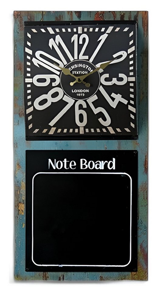 Dekoleidenschaft Wanduhr Note Board" 60x30 cm mit Keidetafel im Industrie Design, Retro Uhr (Vintage Küchenuhr mit Notiztafel, große Ziffern, Memoboard, Memotafel)" von Dekoleidenschaft