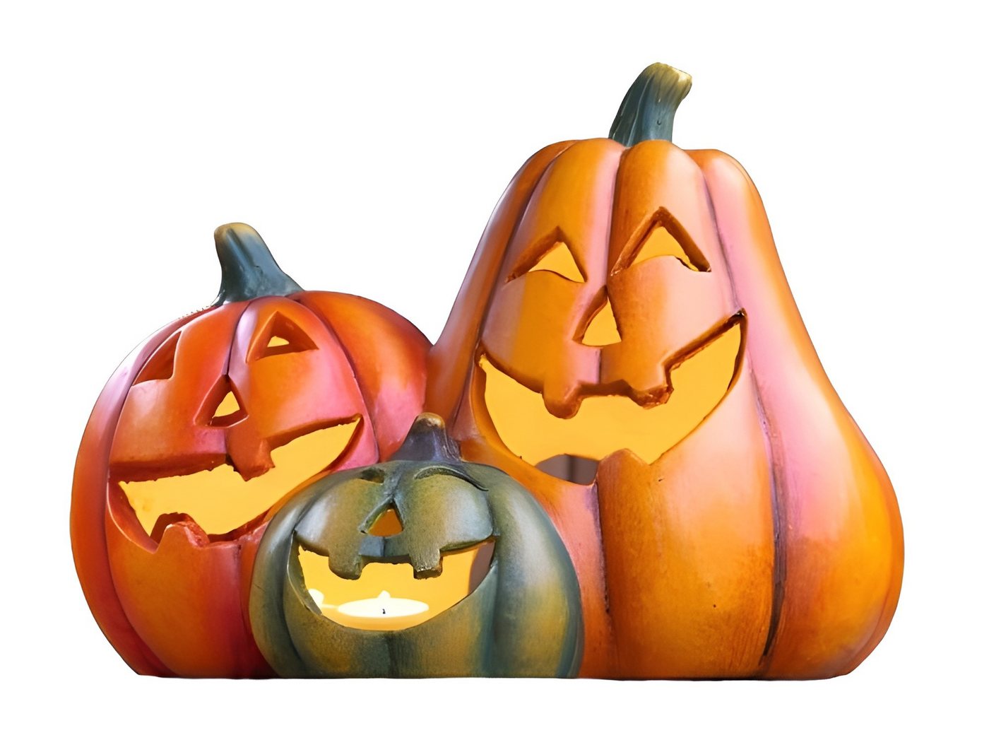 Dekoleidenschaft Windlicht Halloween Kürbis "Trio" aus Polyresin, Herbstdeko Laterne, Gartendeko, Outdoor und Indoor Dekoration von Dekoleidenschaft
