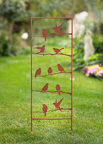 Gartenstecker Vögel aus Metall in Rost Optik, 115 cm hoch, Dekoleiter, Gartendeko von Dekoleidenschaft