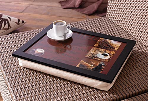 Knietablett Kaffee 43x33x7 cm mit Kissen, Laptoptablett Betttablet Schoßtablett von Dekoleidenschaft