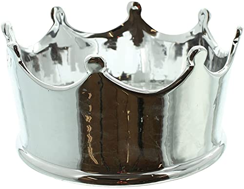 Dekoleidenschaft Schale Krone aus Porzellan, silber glänzend, Obstschale, Deko-Objekt von Dekoleidenschaft