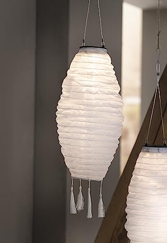 Solar LED Lampion "White" weiß, Gartenlampe wetterfest, Laterne, Campinglaterne, Dekoleuchte, Hängelaterne, Solarleuchte, Gartenlampion, Dekolampe für Terrasse, Balkon & Garten von Dekoleidenschaft