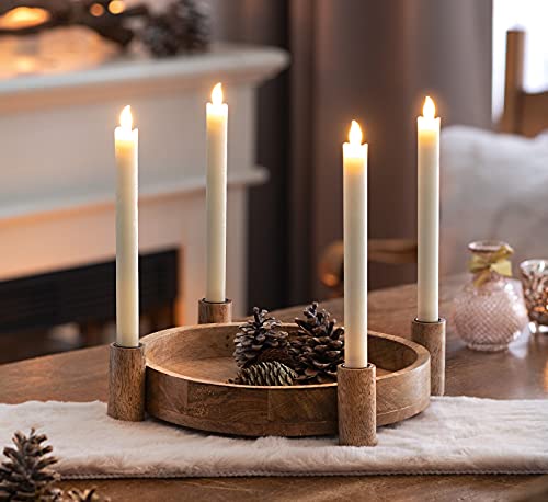 Tablett Kerzenhalter aus Mango-Holz für 4 Kerzen, Kerzentablett, Dekotablett, DIY Adventskranz zum selber gestalten, Weihnachtskranz, Tischdeko von Dekoleidenschaft