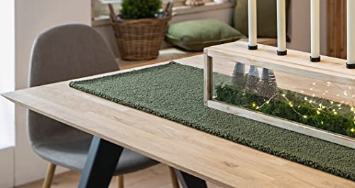 Tischläufer Moos in Teddyfell Optik, grün, 40x140 cm, weich, Mitteldecke von Dekoleidenschaft