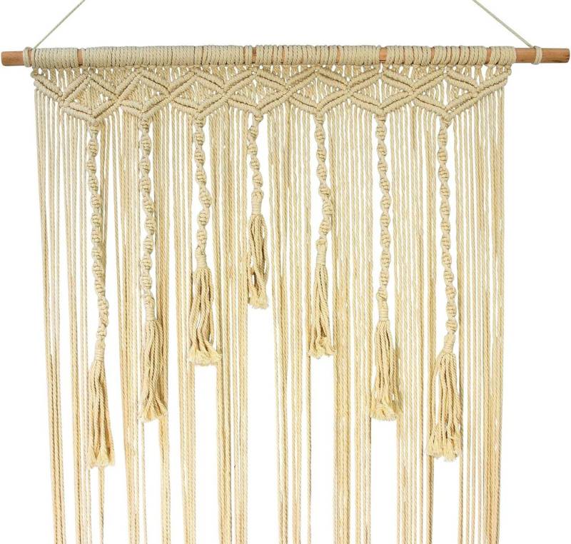 Dekoleidenschaft Türvorhang "Makramee" 90x200 cm im Boho Chic, aus 100% Poly Baumwolle, Türgardine, für Balkontür, Terrassentür, Wandbehang oder Raumteiler, Fadenvorhang von Dekoleidenschaft