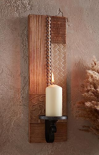 Wand-Kerzenhalter Stilmix aus Holz, 45 cm hoch, Wandleuchter, Wand-Teelichthalter, Wanddeko von Dekoleidenschaft
