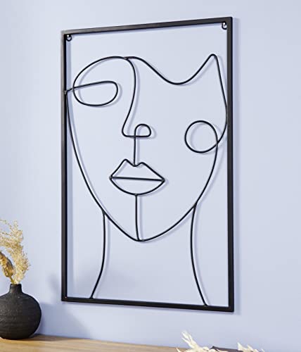 Wandbild "Madame" Gesicht aus Metall, matt schwarz, modern & abstrakt, Wanddekoration, Wandschmuck von Dekoleidenschaft