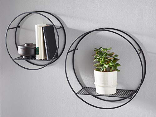 Dekoleidenschaft 2X Wandregal Circle aus Metall, matt-schwarz, Hängeregal im Industrial Design, rund, Schweberegal, Dekoregal, Wanddeko, Gartenregal, Blumenregal, Pflanzenregal, Metallregal von Dekoleidenschaft