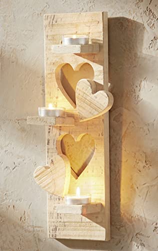Wandwindlicht Herzflackern aus recyceltem Holz, Wand-Kerzenhalter im dezenten Used Look, Wand-Teelichthalter, Teelicht Wandhalter, Wand-Deko von Dekoleidenschaft