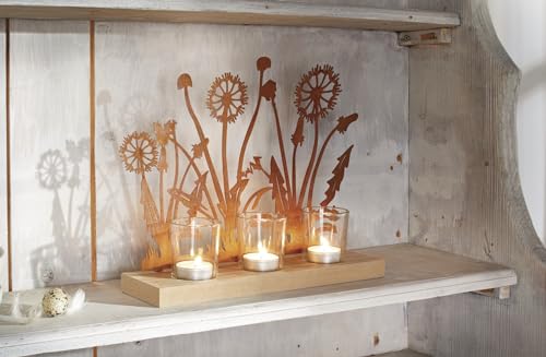 Windlicht Pusteblume aus Metall mit Echtrost Finish, 3 Teelichtgläser, Teelichthalter, Kerzenhalter Windlicht Pusteblume aus Metall mit Echtrost Finish, 3 Teelichtgläser, Teelichthalter, Kerzenhalter von Dekoleidenschaft