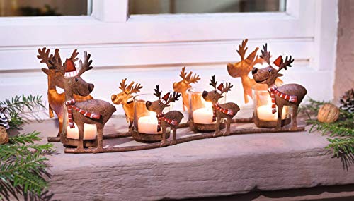 Windlicht Rentier-Familie aus Metall mit 4 Teelichtgläsern, Windlicht-Glas, Adventsdeko, Teelichthalter, Tischdeko, Kerzenhalter Windlicht Rentier-Familie aus Metall mit 4 Teelichtgläsern, Windlicht-Glas, Adventsdeko, Teelichthalter, Tischdeko, Kerzenhalter von Dekoleidenschaft