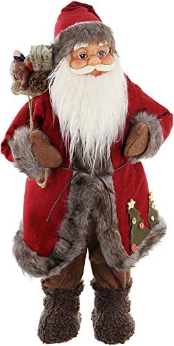 Dekoleidenschaft große Dekofigur Nikolaus, 60 cm hoch, Weihnachtsmann-Figur aus Textil & Filz, mit Geschenkesack, Weihnachts-Dekoration von Dekoleidenschaft