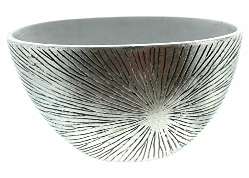 Dekoleidenschaft große Pflanzschale Silber 36x18 cm, in Metall Optik mit Antik Look, Blumenschale, Pflanzkübel, Pflanzgefäß, Dekoschale von Dekoleidenschaft