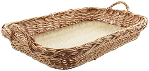 Dekoleidenschaft großes Tablett aus Weide, mit Griffen, 50x35 cm, Serviertablett, Korbtablett rechteckig, Tragetablett, Weidentablett, Kaffeeetablett von Dekoleidenschaft