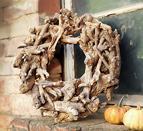 rustikaler Deko-Kranz Wurzelholz, Ø 40 cm, Wandkranz, Türkranz für Innen & Aussen, Fensterkranz von Dekoleidenschaft