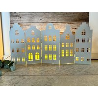 Lichterstadt Häuser Lichterhäuser Metallhäuser Metallstadt Weiß Aufsteller Haus von Dekoletti