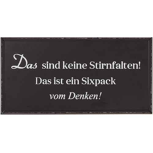 Metallschild Schwarz 40 x 20 cm | Das sind Keine Stirnfalten Das ist EIN Sixpack | Spaß Deko-Schilder Geschenk Wandschilder Blechschild Wanddeko von Dekolust