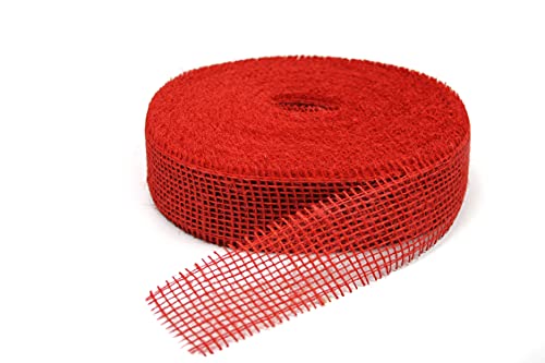 Dekomarket Natur Jute, 5 cm breit, 40 m Rolle Tischband Deko Hochzeit rustikal Natur/Farbig rot von Dekomarket