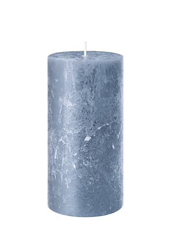 Dekomarket Rustik Stumpenkerze, Höhe 8 cm Ø 7 cm, Safe Candle, Brenndauer ca. 34 Stunden (saphir) von Dekomarket