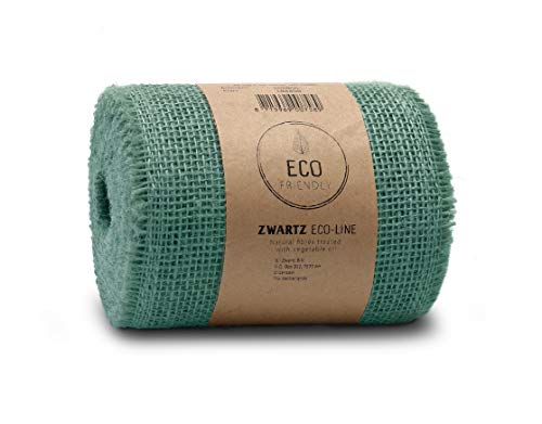 Juteband, Tischläufer, Soft Jute, Natur/Farbig 15 cm breit, 10 m Rolle | Tischband Deko Hochzeit rustikal Natur/Farbig (Mint) von Dekomarket