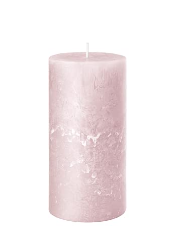 Rustik Stumpenkerze, Höhe 14 cm Ø 7 cm, Safe Candle, Brenndauer ca. 69 Stunden (softrosa) von Dekomarket