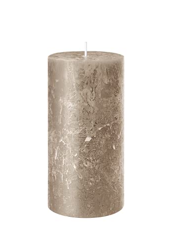 Dekomarket Rustik Stumpenkerze, Höhe 14 cm Ø 7 cm, Safe Candle, Brenndauer ca. 69 Stunden (stein) von Dekomarket