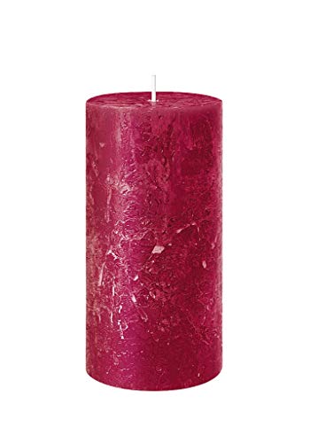 Dekomarket Rustik Stumpenkerze, Höhe 8 cm Ø 7 cm, Safe Candle, Brenndauer ca. 34 Stunden (rubin) von Dekomarket