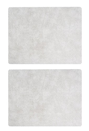 Dekomiro Lind DNA Leder Tischset Platzset 98935 Square Leder Hippo weiß grau L 35x45 cm 2 Stück im Dekomiro Set mit 50 ml Reinigungsmittel von Dekomiro