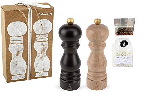 Dekomiro Peugeot Set Paris Pfeffermühle und Salzmühle Schoko und Natur 18 cm u-Select Stiftung Warentest Sieger Heft 1/2016 Geschenkset mit 100 Gr. Salz und 20 Gr. Pfeffer Dekomiro Peugeot Set Paris Pfeffermühle und Salzmühle Schoko und Natur 18 cm u-Select Stiftung Warentest Sieger Heft 1/2016 Geschenkset mit 100 Gr. Salz und 20 Gr. Pfeffer von Dekomiro