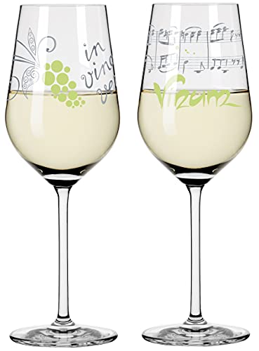 Dekomiro Ritzenhoff 2er Set Herzkristall Weißwein #2 + #3 mit Glasreinigungstuch von Dekomiro