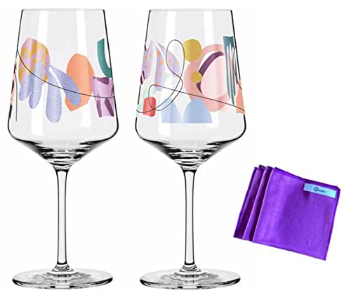 Dekomiro Ritzenhoff 2er Set Sommerrausch Aperizzo Aperitifglas #7+ #8 mit Glasreinigungstuch von Dekomiro