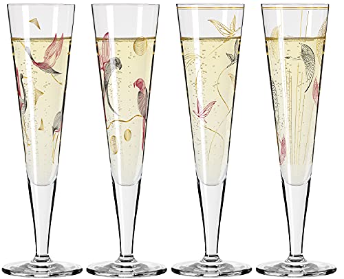 Dekomiro Ritzenhoff 4er Set Goldnacht Champagner #15 + #16 + #17 + #18 mit Glasreinigungstuch von Dekomiro