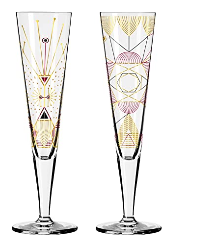 Dekomiro Ritzenhoff Goldnacht Champus 2er Set 25 + 26 Set mit Glasreinigungstuch von Dekomiro