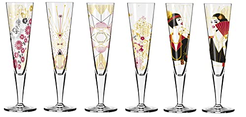 Dekomiro Ritzenhoff Goldnacht Champus 6er Set Set mit Glasreinigungstuch von Dekomiro