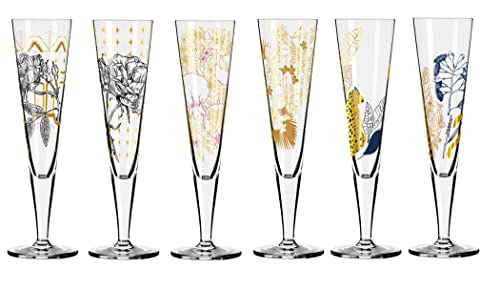 Dekomiro Set Ritzenhoff Goldnacht Champagner 6er Set mit Glasreinigungstuch von Dekomiro