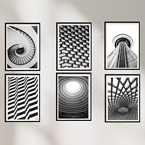 Dekomundo Architektur Poster Set Bilder Moderne Bürobilder in Schwarz Weiß - ohne Bilderrahmen - 6x DIN A4 oder 6x 30x40 cm Gebäude, Fassaden, Balkone, Wendeltreppe, 30x40 cm Dekomundo Architektur Poster Set Bilder Moderne Bürobilder in Schwarz Weiß - ohne Bilderrahmen - 6x DIN A4 oder 6x 30x40 cm Gebäude, Fassaden, Balkone, Wendeltreppe, 30x40 cm von Dekomundo