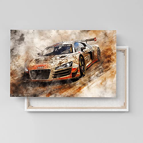 Dekomundo Audi R8 Sportwagen Auto Poster, Leinwandbild oder Bild mit Rahmen, 40x60 cm, Leinwandbild von Dekomundo