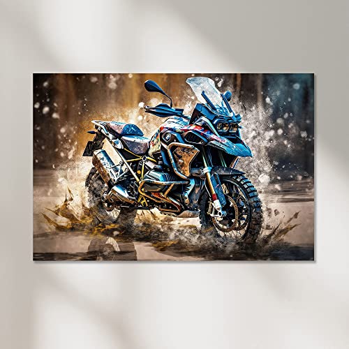 Dekomundo BMW R 1250 GS Motorrad Poster, Leinwandbild oder Bild mit Rahmen, 60x90 cm, Fotoposter von Dekomundo