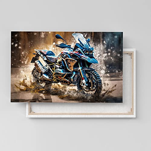 Dekomundo BMW R 1250 GS Motorrad Poster, Leinwandbild oder Bild mit Rahmen, 75x100 cm, Leinwandbild von Dekomundo