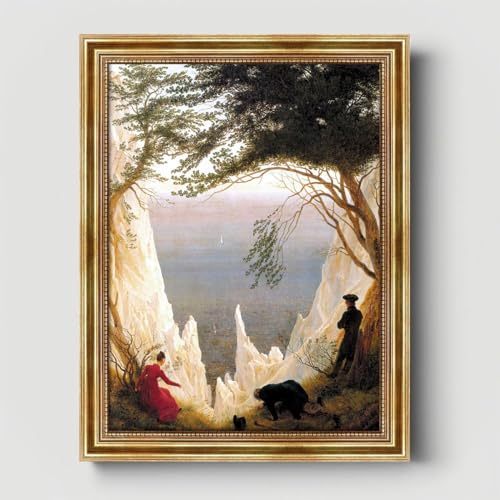 Dekomundo Caspar David Friedrich - Kreidefelsen auf Rügen - Leinwandbild mit Goldrahmen, 30x40 cm von Dekomundo